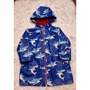 iXtreme Boys Shark Print Hooded Rain Jacket‎ Blue Red Fleece Lined Size 2T